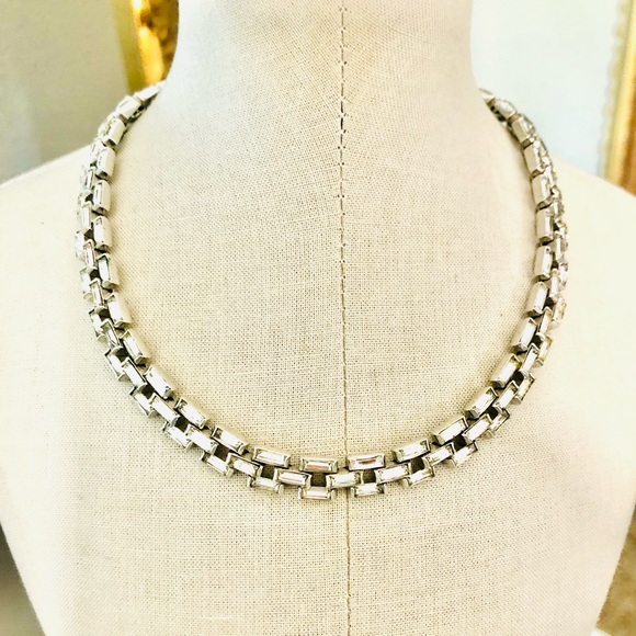 Vintage Rare CROWN TRIFARI Baguette Rhinestone Necklace - Picture 3 of 17